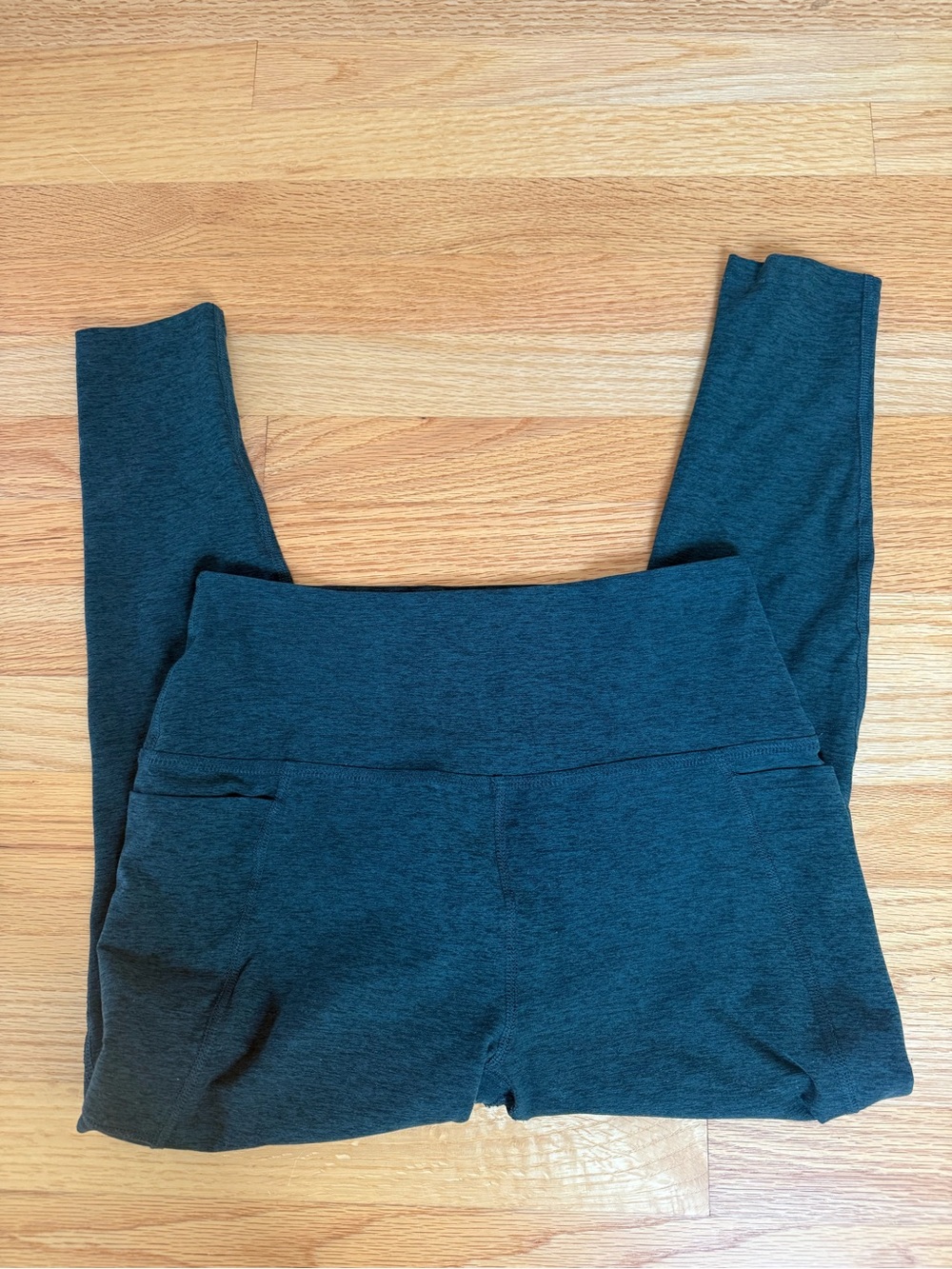 Beyond Yoga Jade /Teal Fold-Over Waistband Leggings